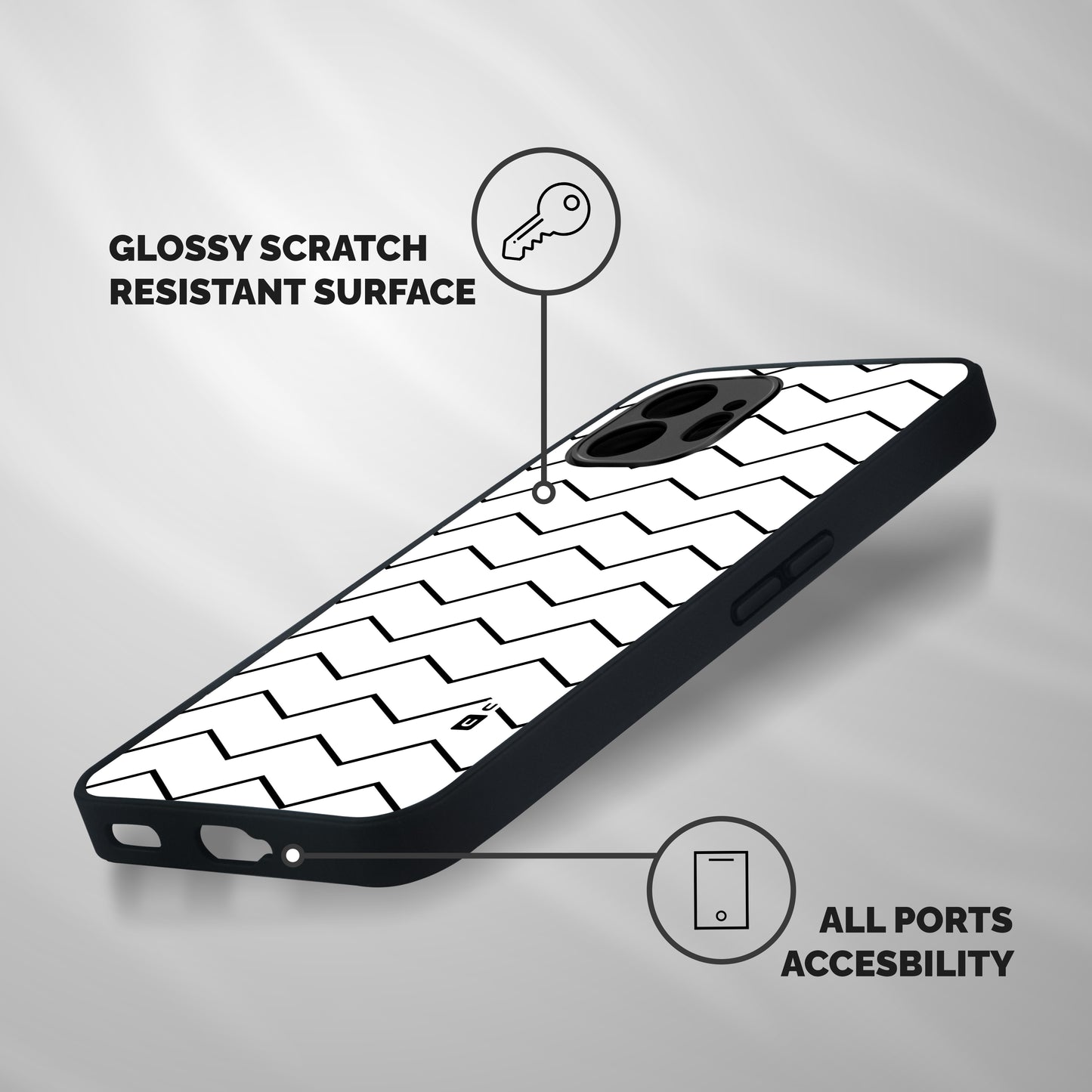 ZigZag Simple Classic Lines Shockproof Hybrid Protection (Metal + TPU) Back Case Cover