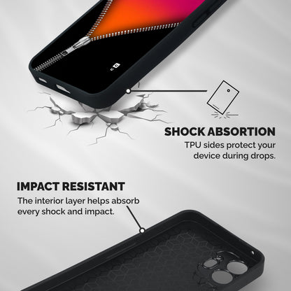 Zipper Print Shockproof Hybrid Protection (Metal + TPU) Back Case Cover