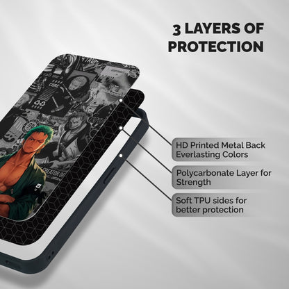 Zoro Manga Shockproof Hybrid Protection (Metal + TPU) Back Case Cover