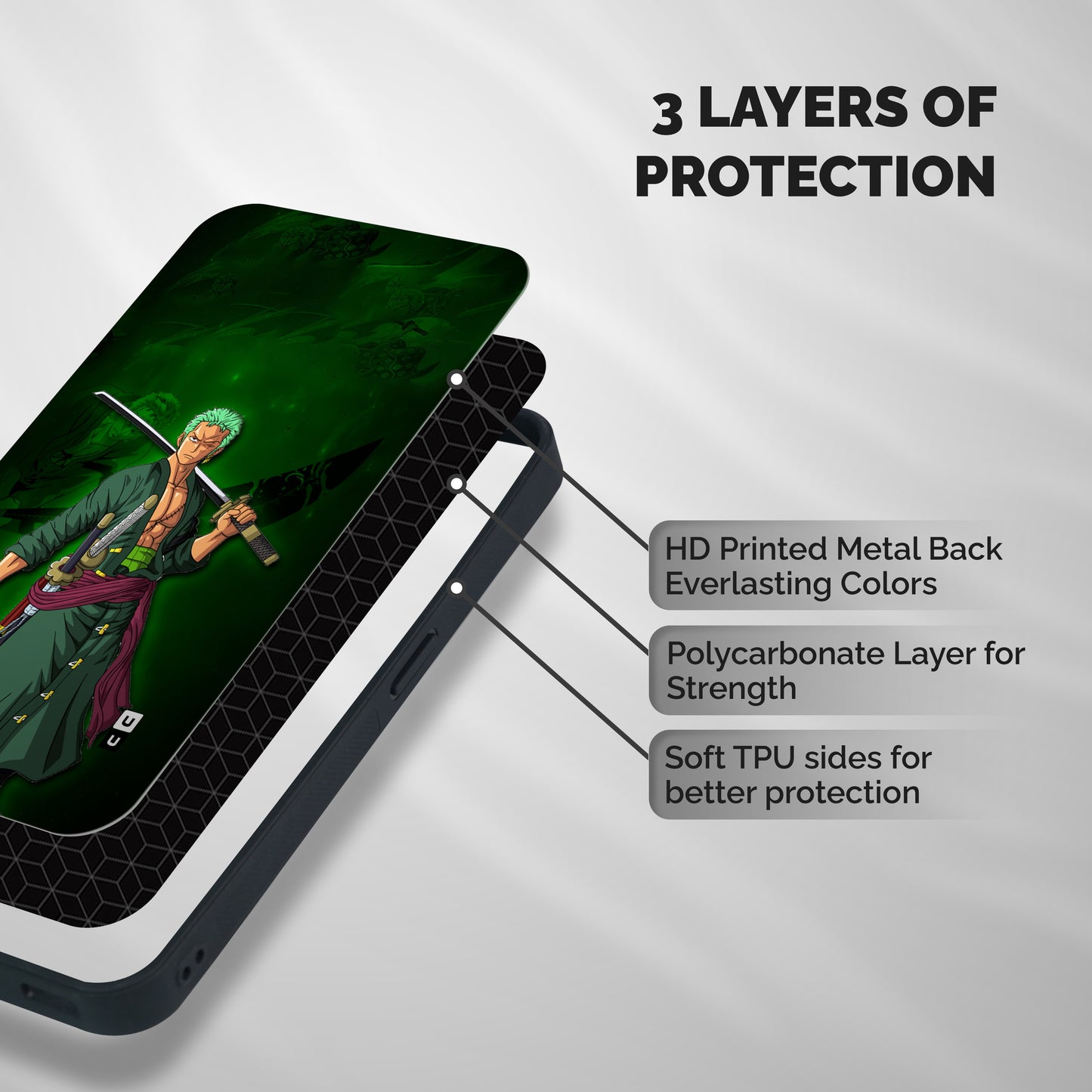 Zoro Ready Shockproof Hybrid Protection (Metal + TPU) Back Case Cover