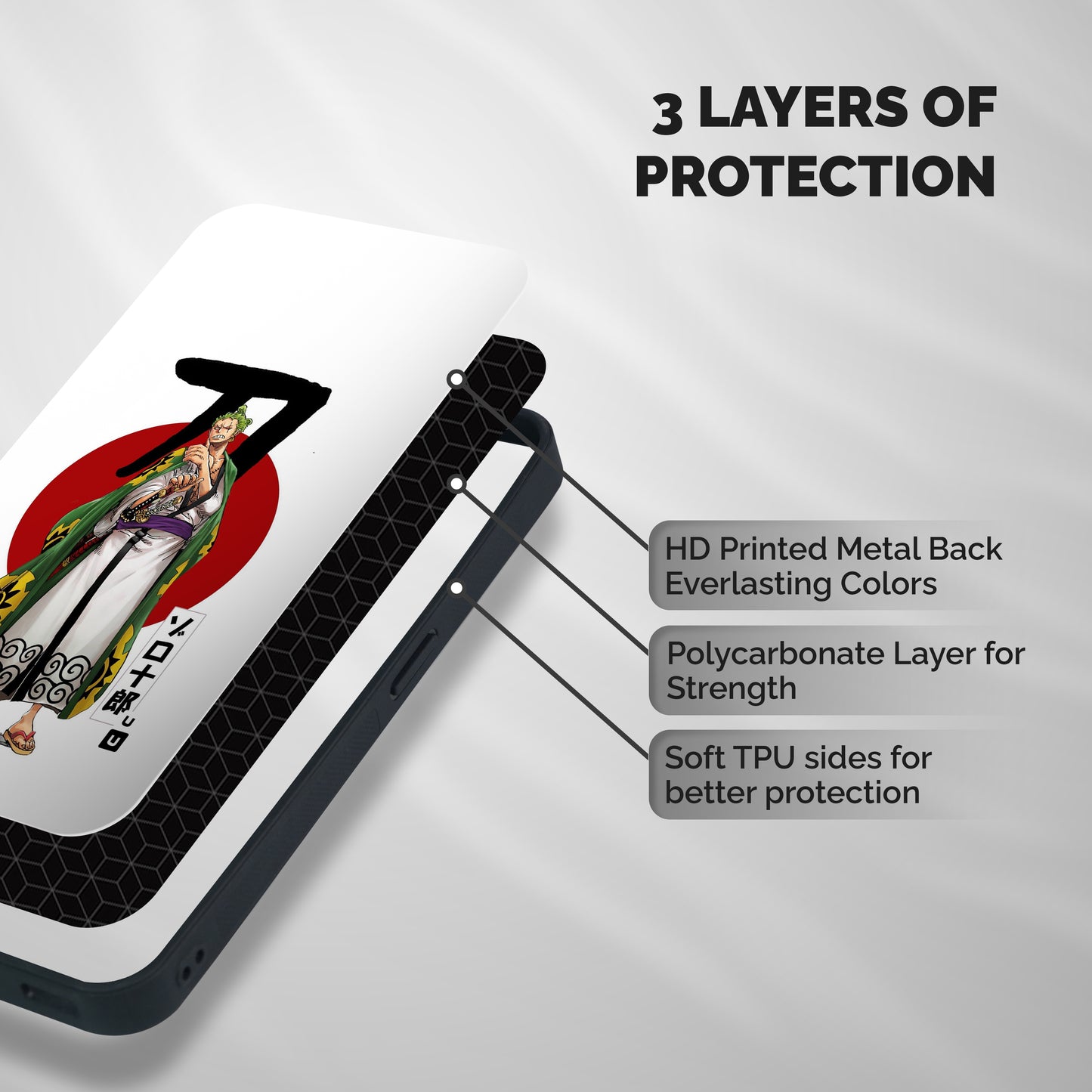 Zoro Stance Shockproof Hybrid Protection (Metal + TPU) Back Case Cover