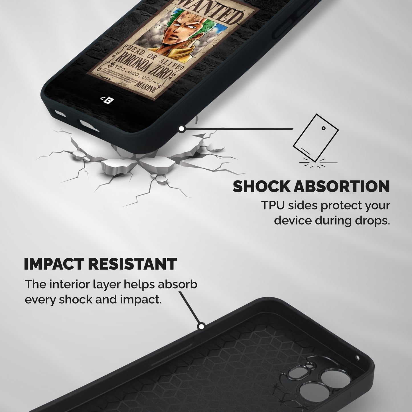 Zoro Wanted Shockproof Hybrid Protection (Metal + TPU) Back Case Cover
