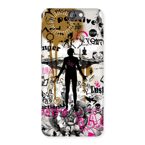 Abstract Words Silhouette Back Case for HTC One A9