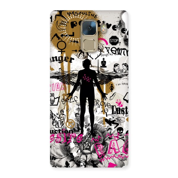 Abstract Words Silhouette Back Case for Honor 7