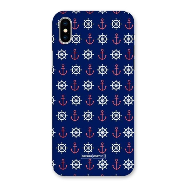 Anchor Pattern Blue Back Case for iPhone X
