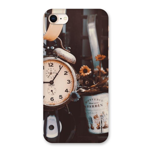 Clock And Flowers Back Case for iPhone 8