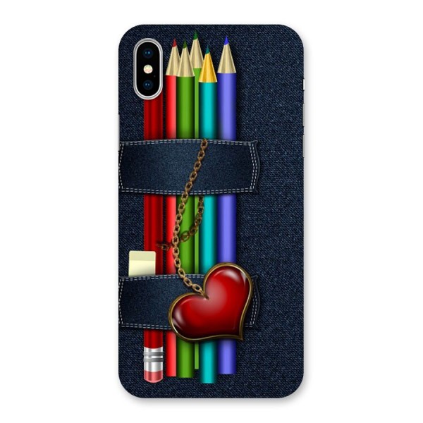 Denim Colorful Pencils Back Case for iPhone X