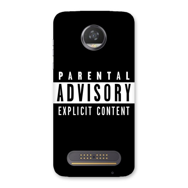 Parental Advisory Label Back Case for Moto Z2 Play