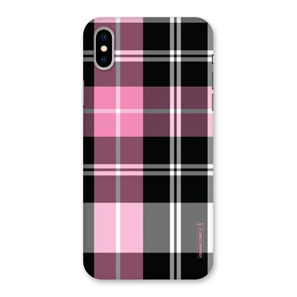 Pink Black Check Back Case for iPhone X