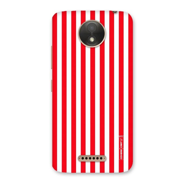 Red And White Straight Stripes Back Case for Moto C Plus