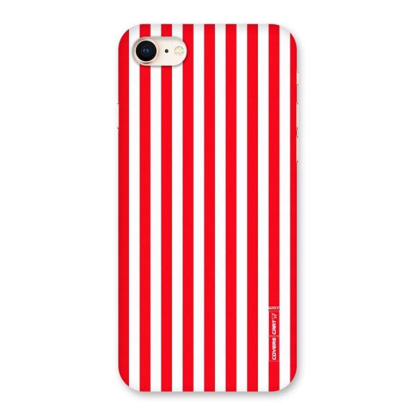 Red And White Straight Stripes Back Case for iPhone 8