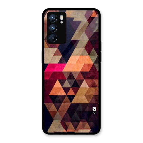 Abstract Beauty Triangles Glass Back Case for Oppo Reno6 5G