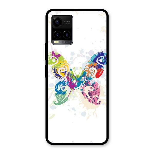 Abstract Butterfly Glass Back Case for Vivo Y33s