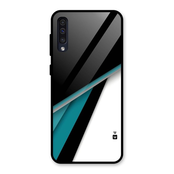 Abstract Lines Of Blue Glass Back Case for Galaxy A50
