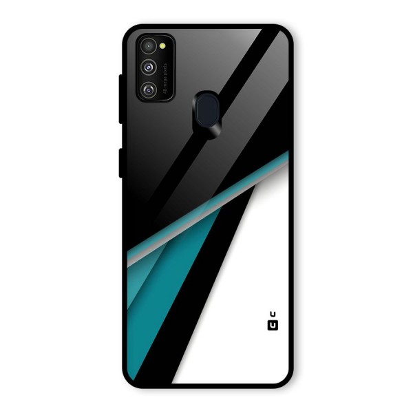 Abstract Lines Of Blue Glass Back Case for Galaxy M30s