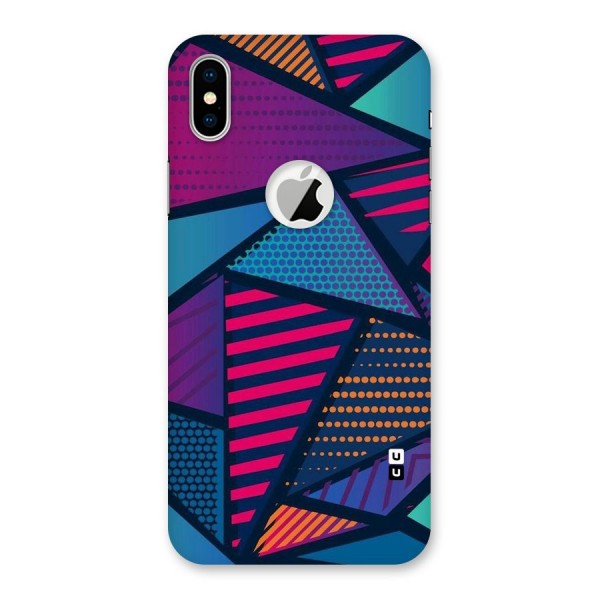 Abstract Lines Polka Back Case for iPhone XS Logo Cut