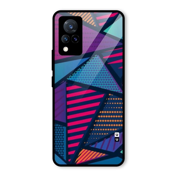 Abstract Lines Polka Glass Back Case for Vivo V21 5G