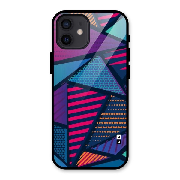 Abstract Lines Polka Glass Back Case for iPhone 12