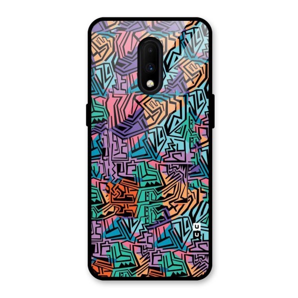 Abstract Lining Colors Glass Back Case for OnePlus 7
