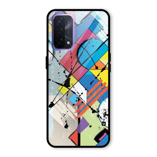 Abstract Paint Shape Glass Back Case for Oppo A74 5G