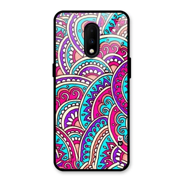 Abstract Rangoli Design Glass Back Case for OnePlus 7