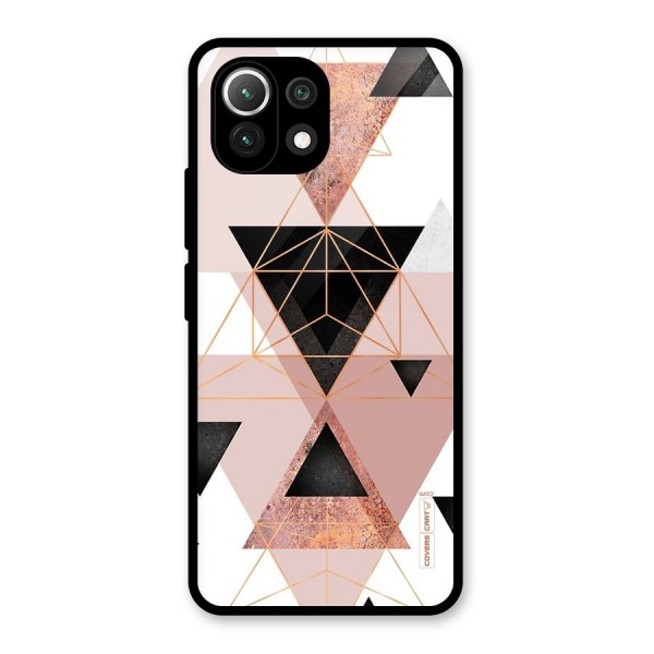 Abstract Rose Gold Triangles Glass Back Case for Mi 11 Lite NE 5G