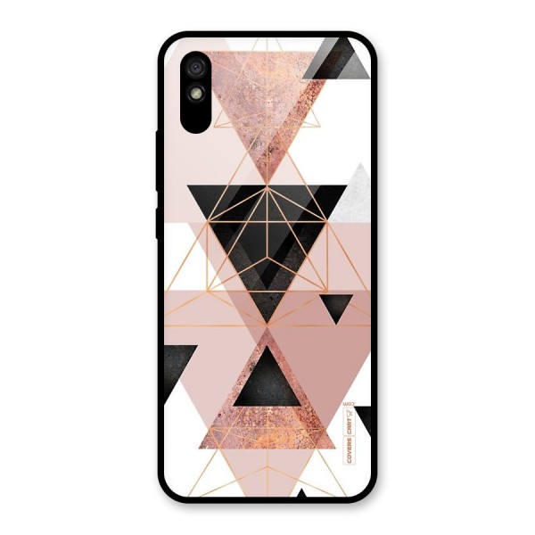 Abstract Rose Gold Triangles Glass Back Case for Redmi 9i
