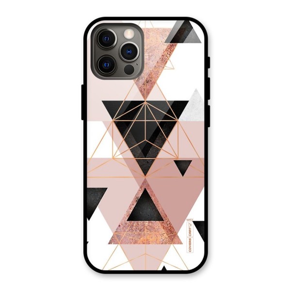 Abstract Rose Gold Triangles Glass Back Case for iPhone 12 Pro