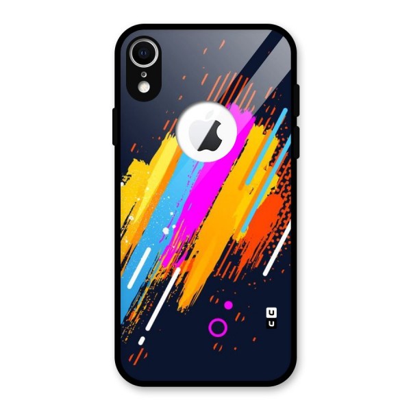 Abstract Shades Glass Back Case for iPhone XR Logo Cut