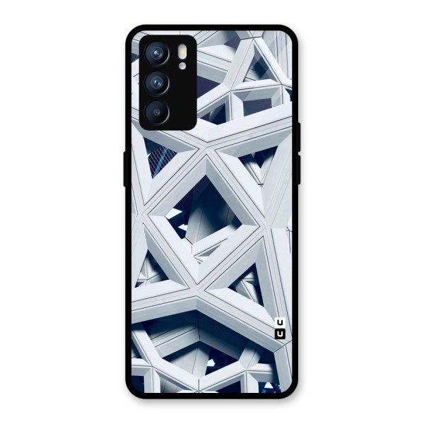 Abstract White Lines Glass Back Case for Oppo Reno6 5G