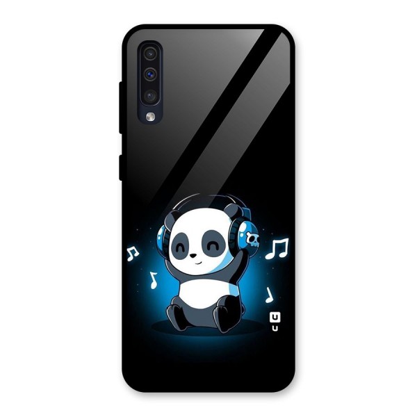 Adorable Panda Enjoying Music Glass Back Case for Galaxy A50