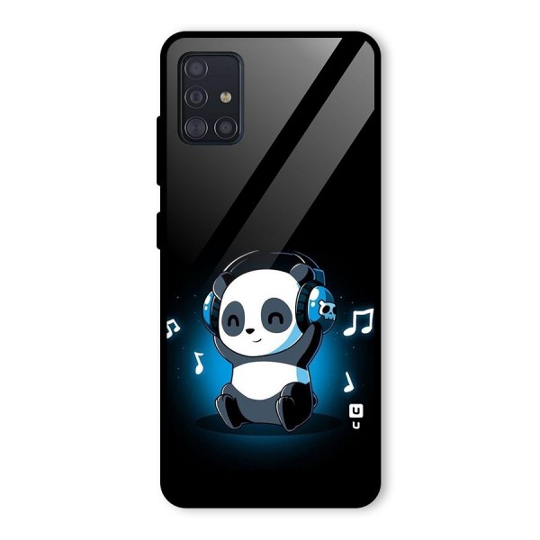Adorable Panda Enjoying Music Glass Back Case for Galaxy A51