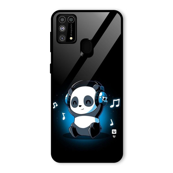 Adorable Panda Enjoying Music Glass Back Case for Galaxy F41