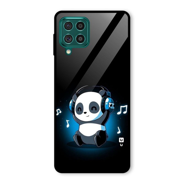 Adorable Panda Enjoying Music Glass Back Case for Galaxy F62