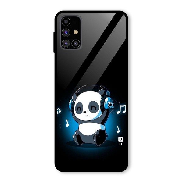 Adorable Panda Enjoying Music Glass Back Case for Galaxy M31s