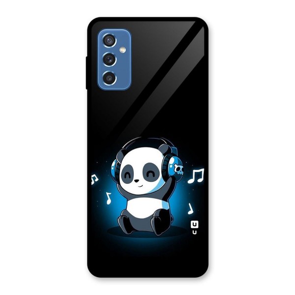 Adorable Panda Enjoying Music Glass Back Case for Galaxy M52 5G