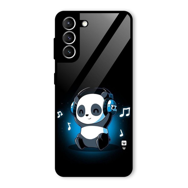 Adorable Panda Enjoying Music Glass Back Case for Galaxy S21 5G