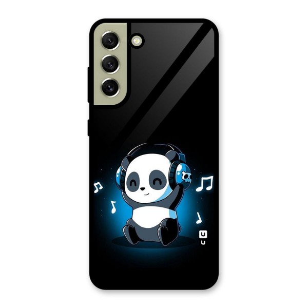 Adorable Panda Enjoying Music Glass Back Case for Galaxy S21 FE 5G