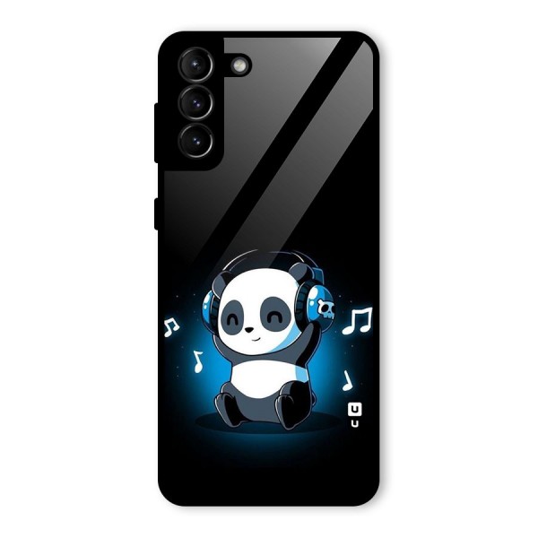 Adorable Panda Enjoying Music Glass Back Case for Galaxy S21 Plus