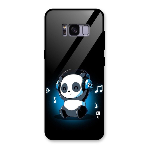Adorable Panda Enjoying Music Glass Back Case for Galaxy S8