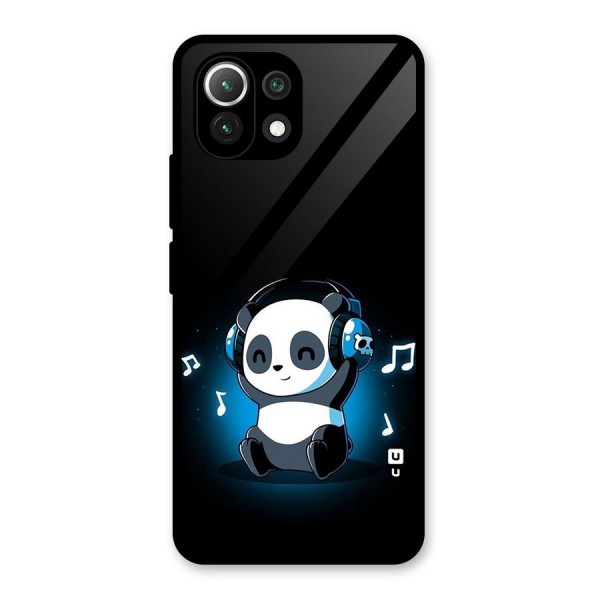 Adorable Panda Enjoying Music Glass Back Case for Mi 11 Lite