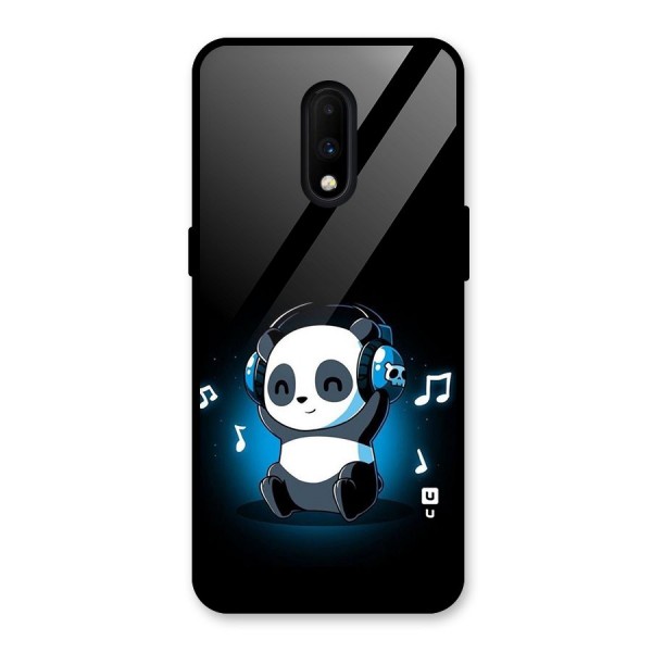 Adorable Panda Enjoying Music Glass Back Case for OnePlus 7