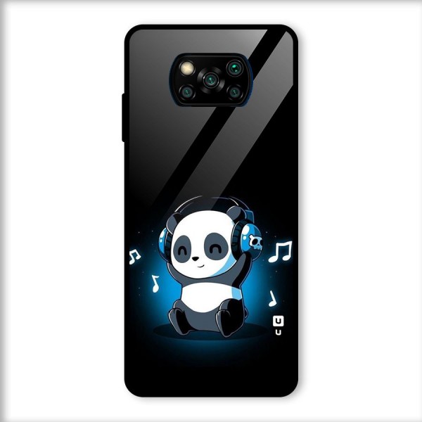 Adorable Panda Enjoying Music Glass Back Case for Poco X3