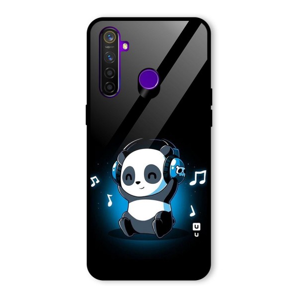 Adorable Panda Enjoying Music Glass Back Case for Realme 5 Pro