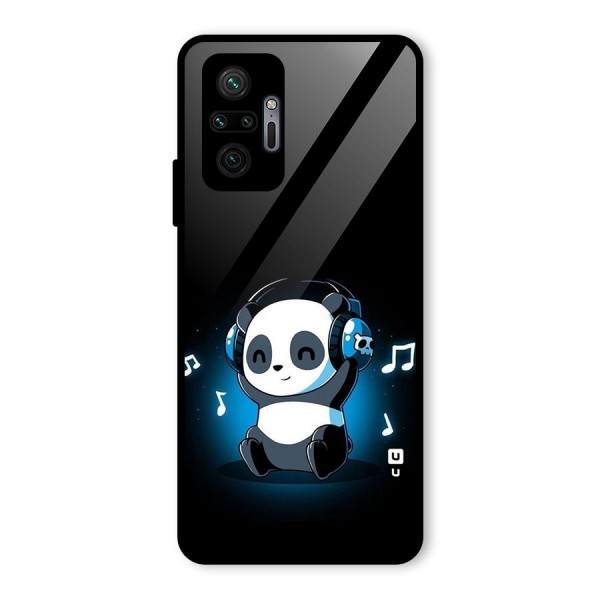 Adorable Panda Enjoying Music Glass Back Case for Redmi Note 10 Pro
