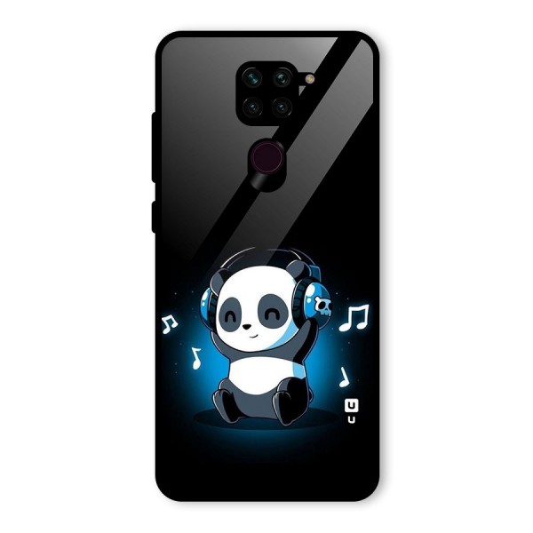 Adorable Panda Enjoying Music Glass Back Case for Redmi Note 9