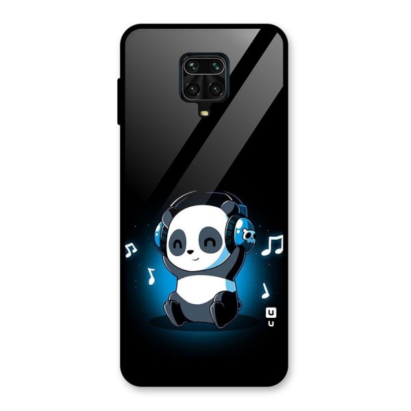 Adorable Panda Enjoying Music Glass Back Case for Redmi Note 9 Pro