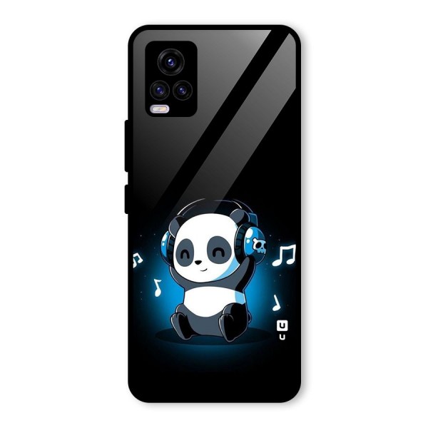 Adorable Panda Enjoying Music Glass Back Case for Vivo V20