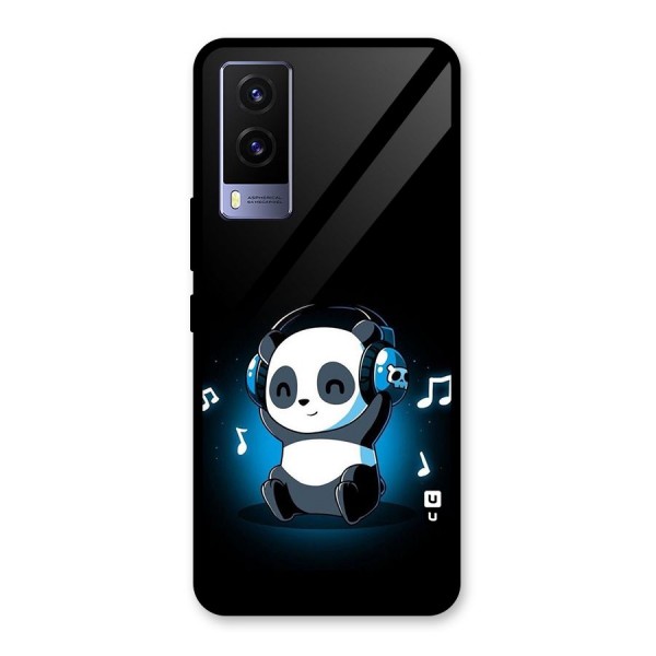 Adorable Panda Enjoying Music Glass Back Case for Vivo V21e 5G