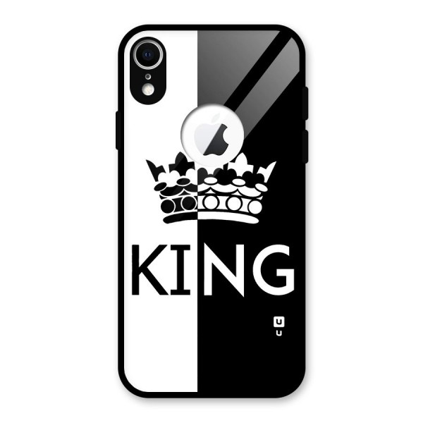 Aesthetic Crown King Glass Back Case for iPhone XR Logo Cut